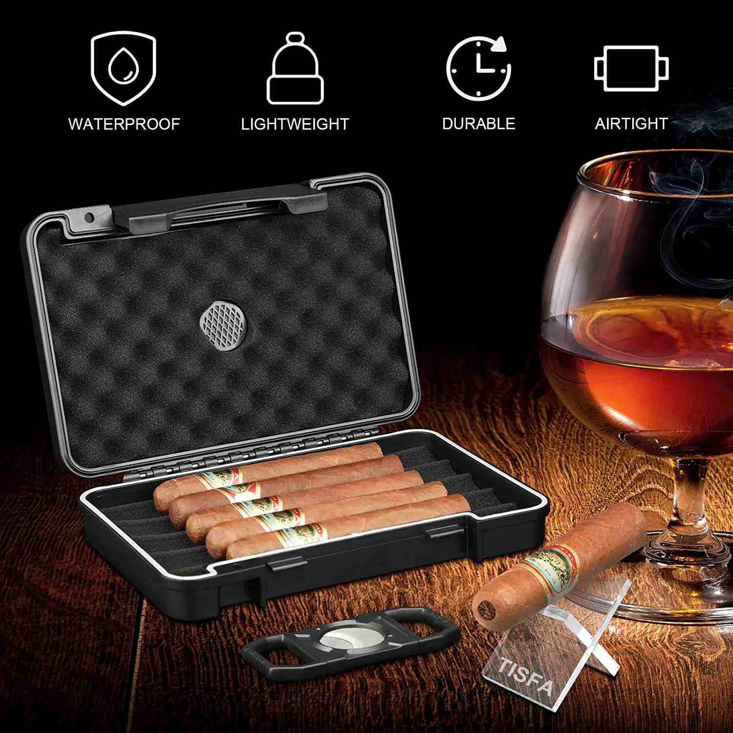 Cigar Travel Humidors Case with Built-in Humidifier