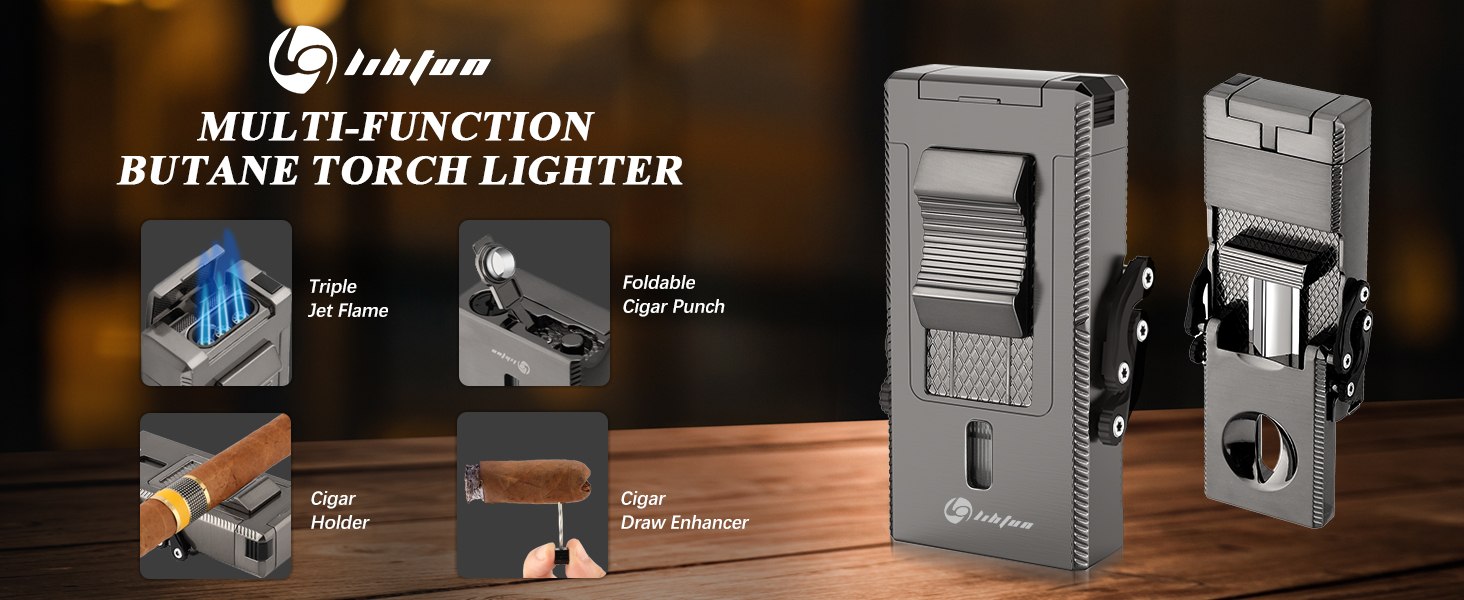 triple torch lighter with cigar v cutter